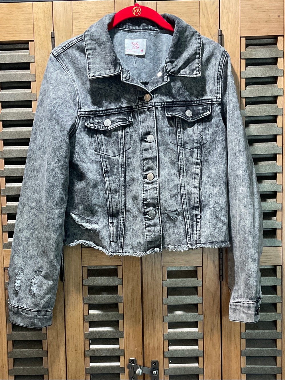 Gray Acid-Wash Denim Jacket
